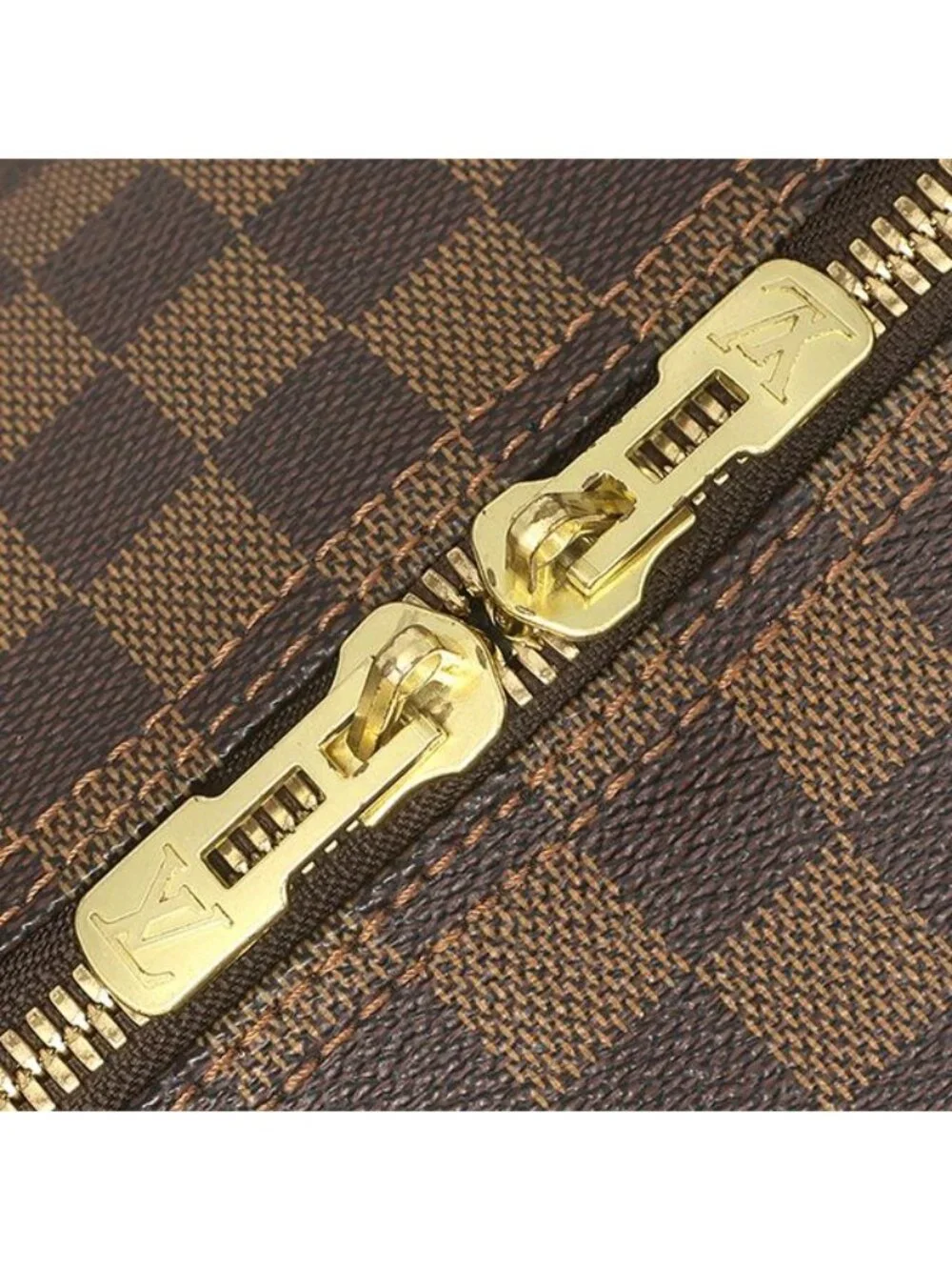 Louis Vuitton Boston Bag Keepall Bandouliere 55 Damier Canvas Ebene Gold Brown
